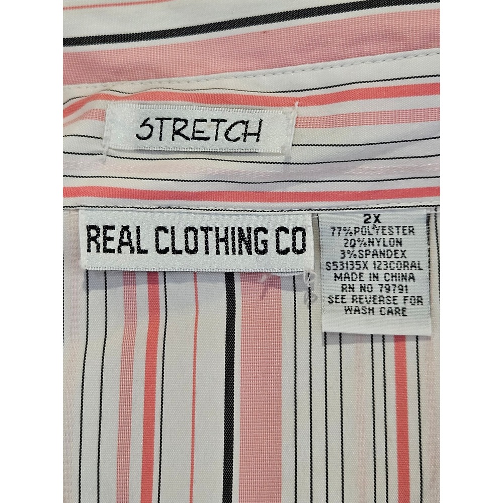 Real Clothing Co‎ Women's Striped Button Down Shirt Pink Black White 2X - Picture 3 of 6